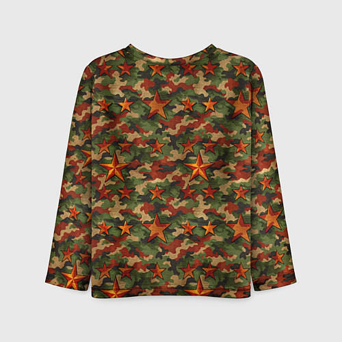 Детский лонгслив Камуфляж со звездами СССР / 3D-принт – фото 2