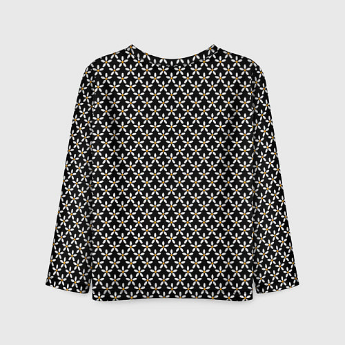 Детский лонгслив Цветочный чёрный в белый цветочек / 3D-принт – фото 2