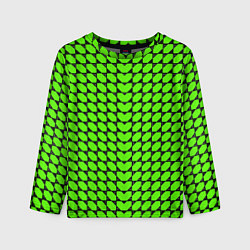 Лонгслив детский Зелёные лепестки шестиугольники, цвет: 3D-принт