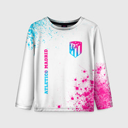 Лонгслив детский Atletico Madrid neon gradient style вертикально, цвет: 3D-принт