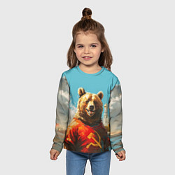 Лонгслив детский Медведь с гербом СССР, цвет: 3D-принт — фото 2