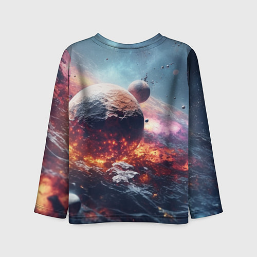 Детский лонгслив Космическое столкновение планет / 3D-принт – фото 2
