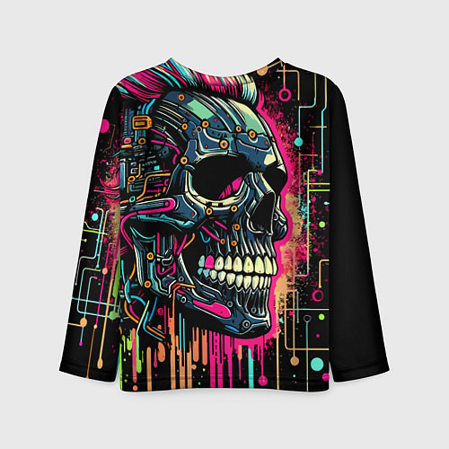 Детский лонгслив Кибер череп - нейросеть / 3D-принт – фото 2