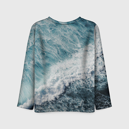 Детский лонгслив Морская бирюзовая волна / 3D-принт – фото 2