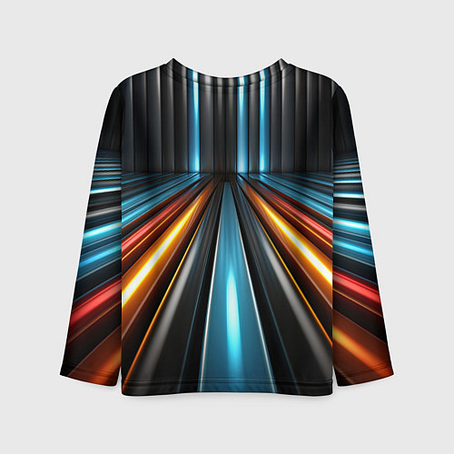 Детский лонгслив Неоновый путь из труб / 3D-принт – фото 2