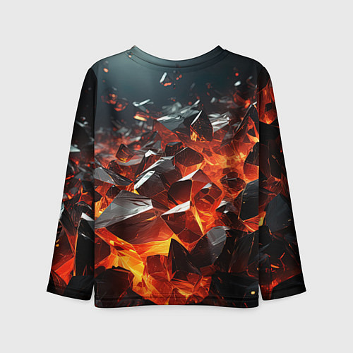 Детский лонгслив Взрыв камней в красном неоне / 3D-принт – фото 2
