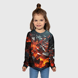 Лонгслив детский Взрыв камней в красном неоне, цвет: 3D-принт — фото 2