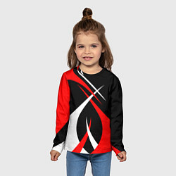 Лонгслив детский Красные и белые линии, цвет: 3D-принт — фото 2