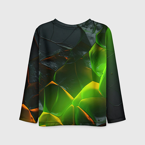 Детский лонгслив Зеленая абстрактная неоновая текстура / 3D-принт – фото 2