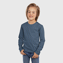 Лонгслив детский Серо-синий текстурированные полосы, цвет: 3D-принт — фото 2