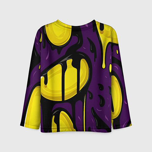 Детский лонгслив Модная сова фиолетово-желтый фон / 3D-принт – фото 2