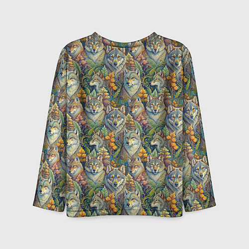 Детский лонгслив Волки паттерн / 3D-принт – фото 2