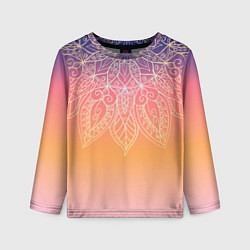 Лонгслив детский Сине-оранжевый градиент с узором мандала, цвет: 3D-принт