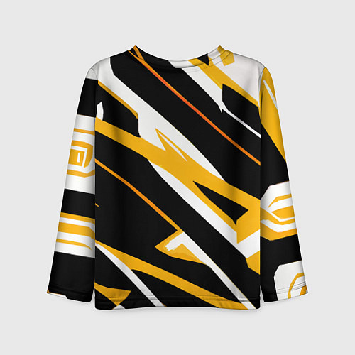 Детский лонгслив Жёлто-белые полосы и чёрный фон / 3D-принт – фото 2