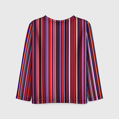 Детский лонгслив Красно-фиолетовый яркие полосы / 3D-принт – фото 2