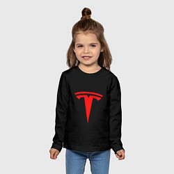 Лонгслив детский Tesla red logo, цвет: 3D-принт — фото 2