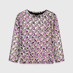 Детский лонгслив Абстрактный узор серо-розовый