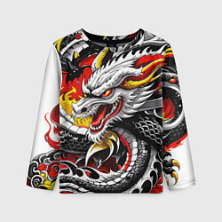Лонгслив детский Огнедышащий дракон в японском стиле, цвет: 3D-принт