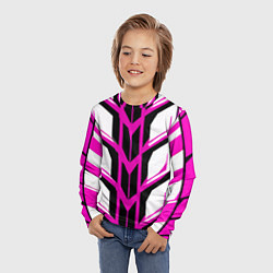 Лонгслив детский Чёрно-розовые полосы на белом фоне, цвет: 3D-принт — фото 2