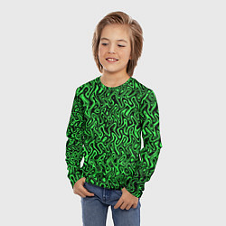 Лонгслив детский Чёрно-зелёный абстрактный узор, цвет: 3D-принт — фото 2