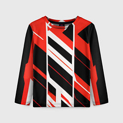 Лонгслив детский Black and red stripes on a white background, цвет: 3D-принт