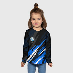 Лонгслив детский БМВ - синий гексагон, цвет: 3D-принт — фото 2