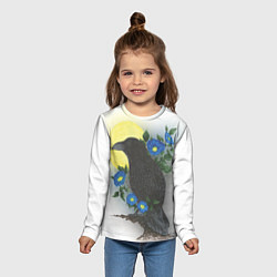 Лонгслив детский Чёрный ворон на ветке, цвет: 3D-принт — фото 2