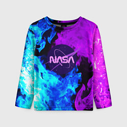 Детский лонгслив NASA neon flame