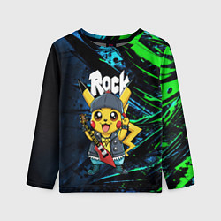 Лонгслив детский Радостный Пикачу рок звезда, цвет: 3D-принт