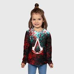 Лонгслив детский Assassins Creed logo glitch, цвет: 3D-принт — фото 2