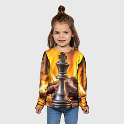 Лонгслив детский Шахматы - король на фоне огня, цвет: 3D-принт — фото 2