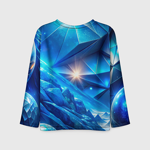 Детский лонгслив Синяя объемная абстракция со вспышкой / 3D-принт – фото 2