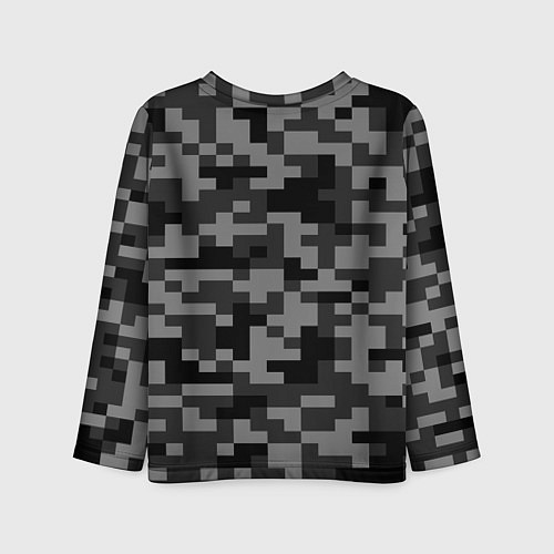 Детский лонгслив Камуфляжные пиксели блэк / 3D-принт – фото 2
