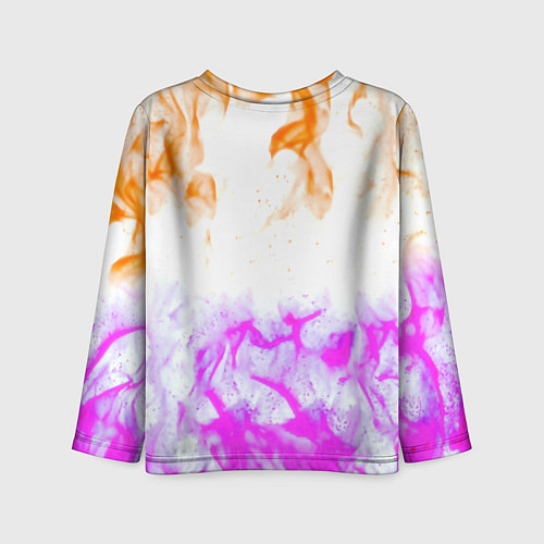 Детский лонгслив Очень странные дела огонь неоновый / 3D-принт – фото 2