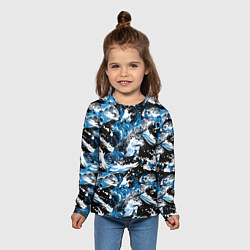 Лонгслив детский Выдры в речке на волнах - паттерн, цвет: 3D-принт — фото 2