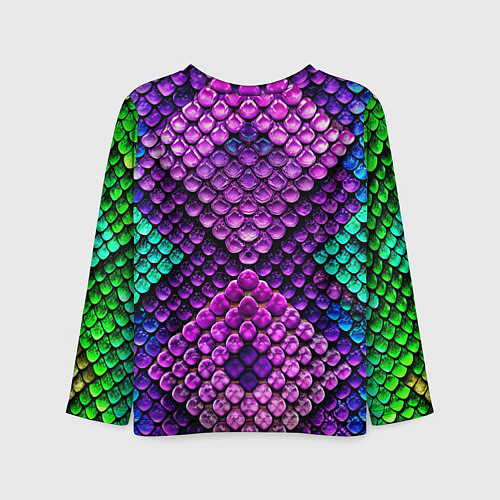 Детский лонгслив Фиолетовая текстурная кожа змеи / 3D-принт – фото 2