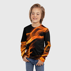 Лонгслив детский Языки пламени текстура, цвет: 3D-принт — фото 2