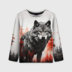 Лонгслив детский Одинокий волк среди леса, цвет: 3D-принт