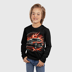 Лонгслив детский Огненный автомобиль, цвет: 3D-принт — фото 2