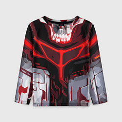 Лонгслив детский Red stripes on a black and white background, цвет: 3D-принт