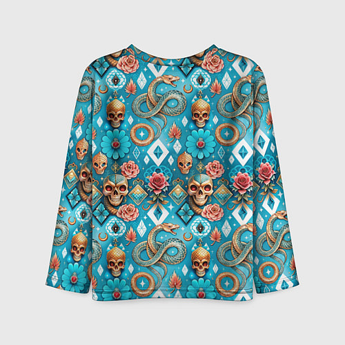 Детский лонгслив Паттерн змеи и черепа / 3D-принт – фото 2