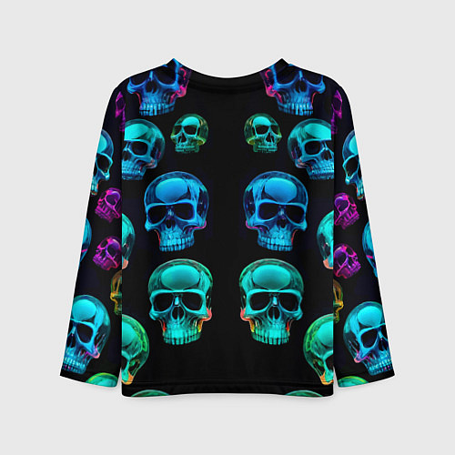 Детский лонгслив Neon skulls - ai art pattern / 3D-принт – фото 2