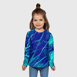 Лонгслив детский Яркий сине-голубой абстрактная текстура, цвет: 3D-принт — фото 2