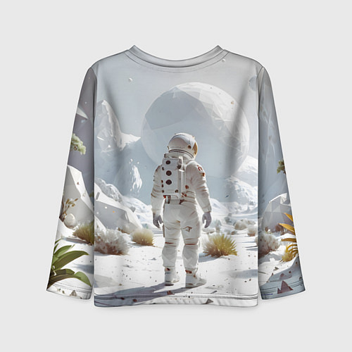 Детский лонгслив Астронавт на белой планете / 3D-принт – фото 2