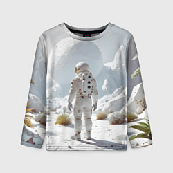 Детский лонгслив Астронавт на белой планете
