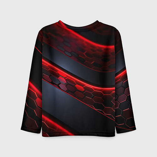 Детский лонгслив Deadlock logo красные соты и неон / 3D-принт – фото 2