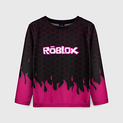 Детский лонгслив Roblox fire pink