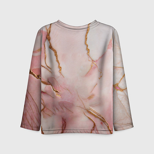 Детский лонгслив Розовый фламинго и лотос из мрамора и золота / 3D-принт – фото 2