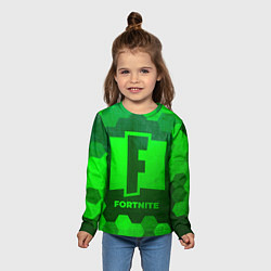 Лонгслив детский Fortnite - green gradient, цвет: 3D-принт — фото 2