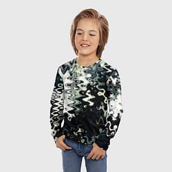 Лонгслив детский Абстракция чёрно-белый с зелёным отливом, цвет: 3D-принт — фото 2
